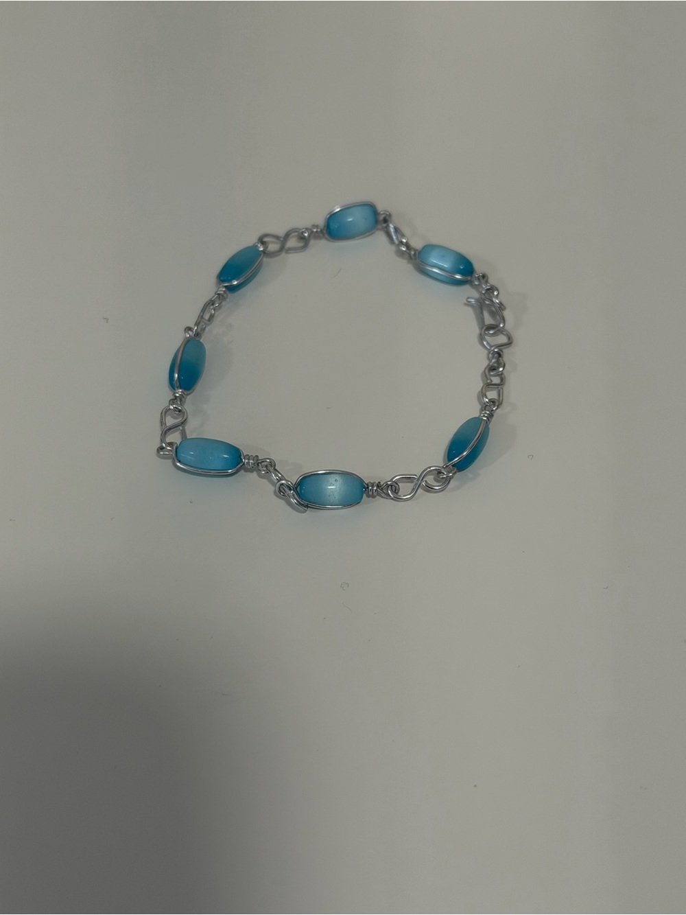 Blue Glass Link Bracelet - Women Jewelry